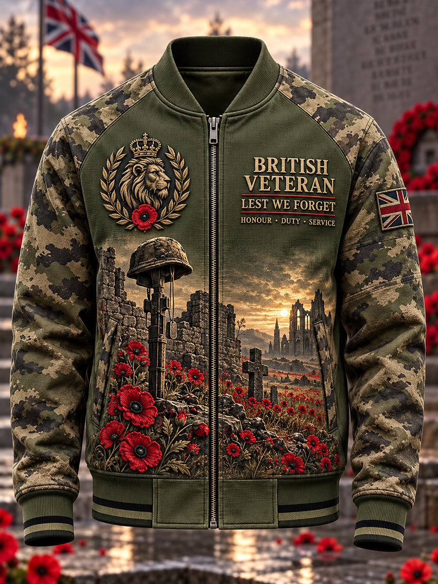 Men's British Veterans Remembrance Day Printed Monkey Jacket