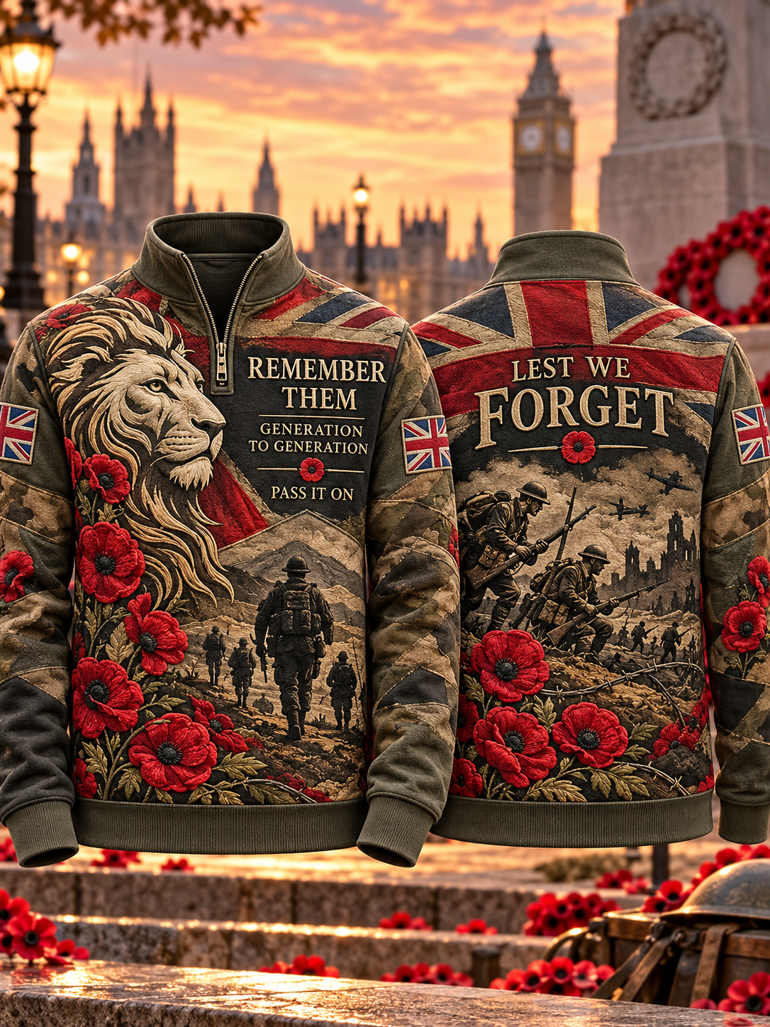 Men's Remembrance Day Lest We Forget Zip-Up Hoodie