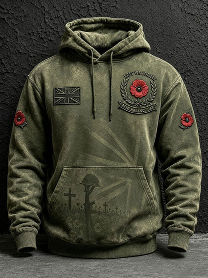 Men's Lest We Forget Printed Hoodie With Pockets