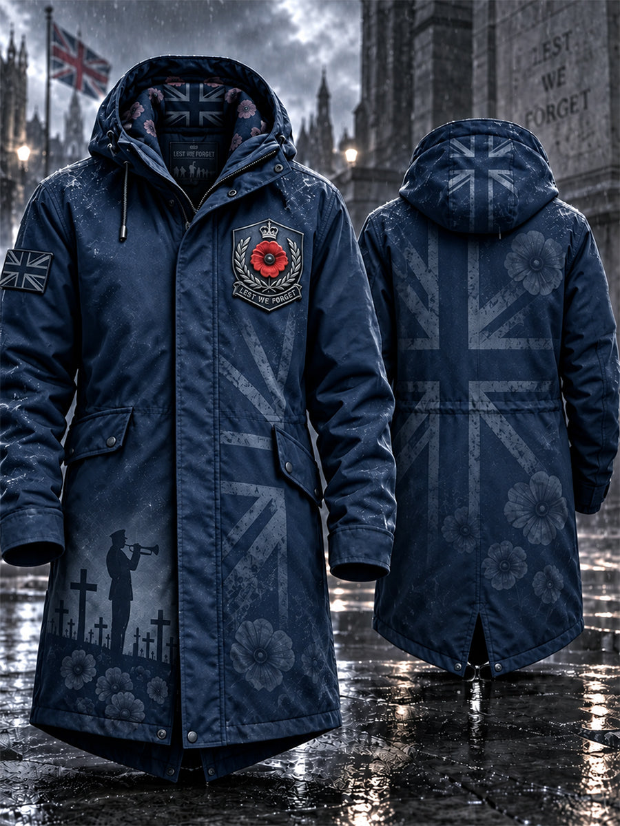 Men's Remembrance Day Lest We Forget Long Coat