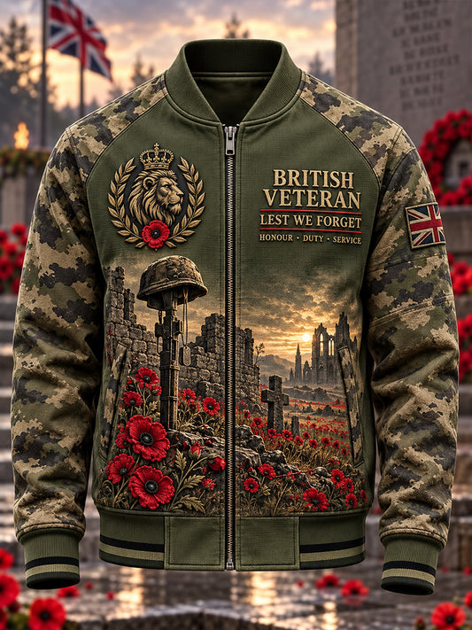 Men's British Veterans Remembrance Day Printed Monkey Jacket